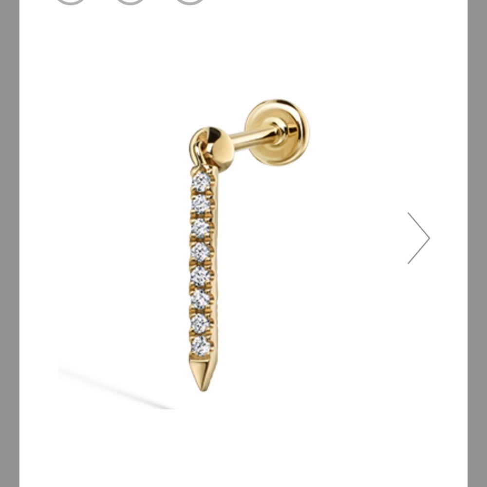MARIA TASH 11mm Diamond Eternity Bar Threaded Charm Earring 14k yellow gold